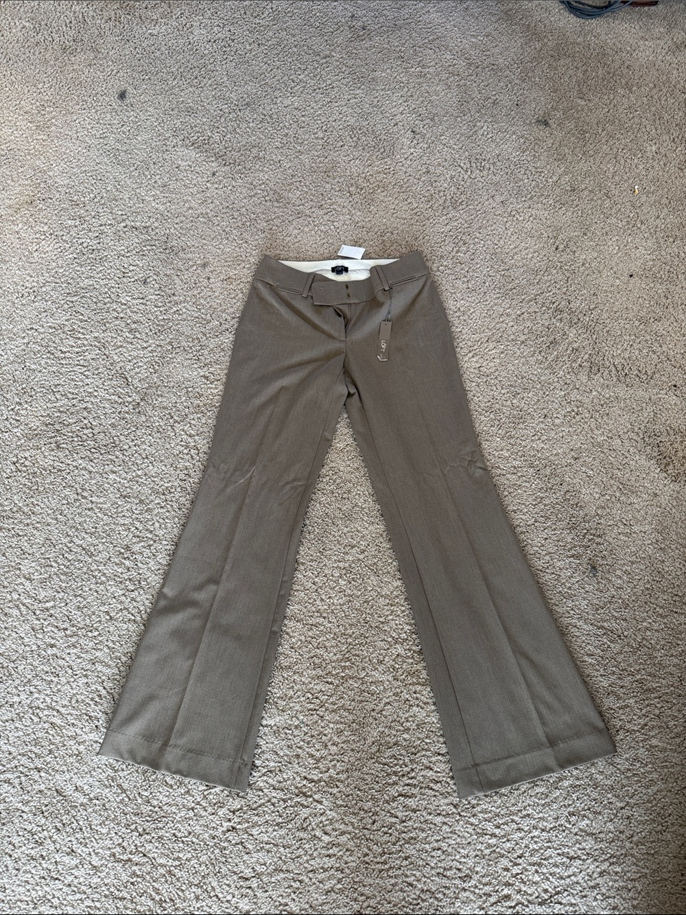 LOFT Taupe Pinstripe Flare Trousers